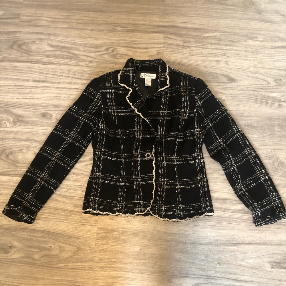 Vintage Black & White Plaid Fully Lined Blazer